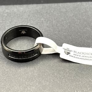 Blackjack BJR55B Men’s Black Stainless Steel Ring with Black CZ Stones SZ12